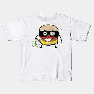 Burger Bandit - Funny Character Illustration Kids T-Shirt